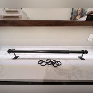Restoration Hardware Estate extension rod with end caps and drapery rings